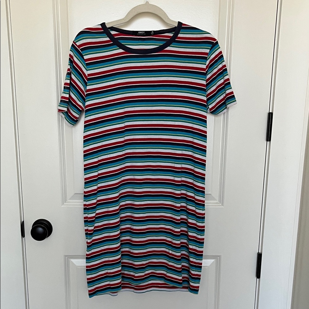 Obey Vibrant Striped Midi Dress